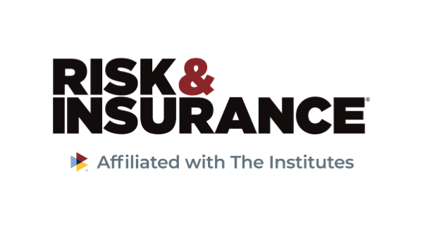 Logo for Risk and Insurance magazine, black text with red ampersand